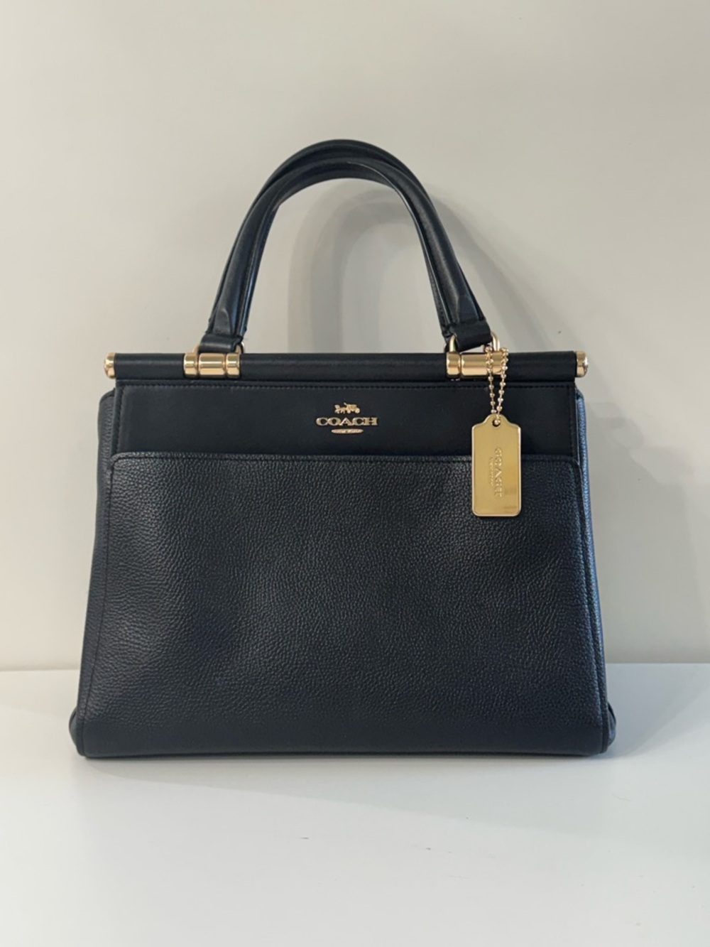 Coach Black Leather Satchel with Gold Hardware and Detachable Strap - Picture 3 of 16